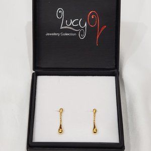LucyQ drip earrings in 14K Yellow Gold over 925 Sterling Silver